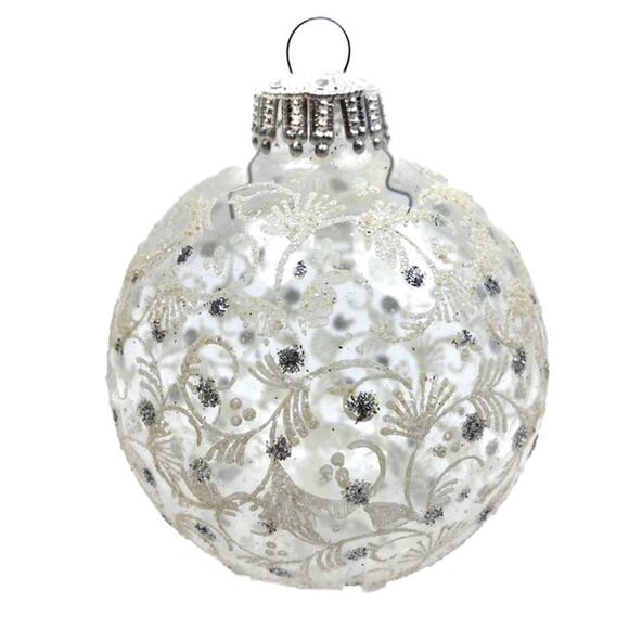 Decorated Clear West German Silver and Gold Glass Christmas Ornaments Set of 7 - Picture 4 of 8